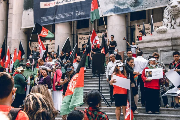 Vancouver Canada August 2021 Vancouver Afghan Community Rally Front Vancouver — Stock Photo, Image