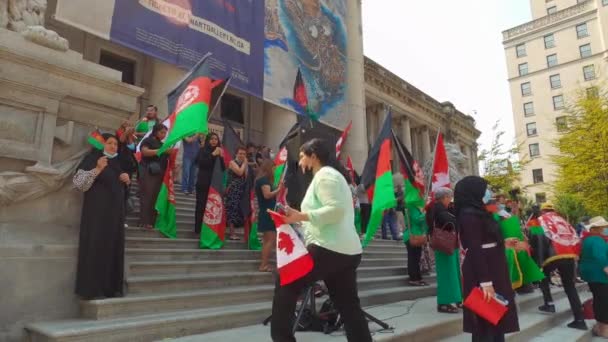 Vancouver Canada August 2021 Vancouver Afghan Community Rally Front Vancouver — Stock Video