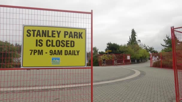 Vancouver Kanada Września 2021 Widok Znaku Stanley Park Jest Zamknięty — Wideo stockowe
