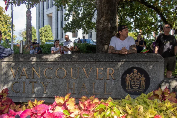 Vancouver Canada September 2021 View Sign Vancouver City Hall Rally — Stock Photo, Image