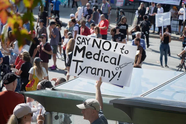 Vancouver Canada September 2021 View Sign Say Medical Tyranny Rally — Stock Photo, Image