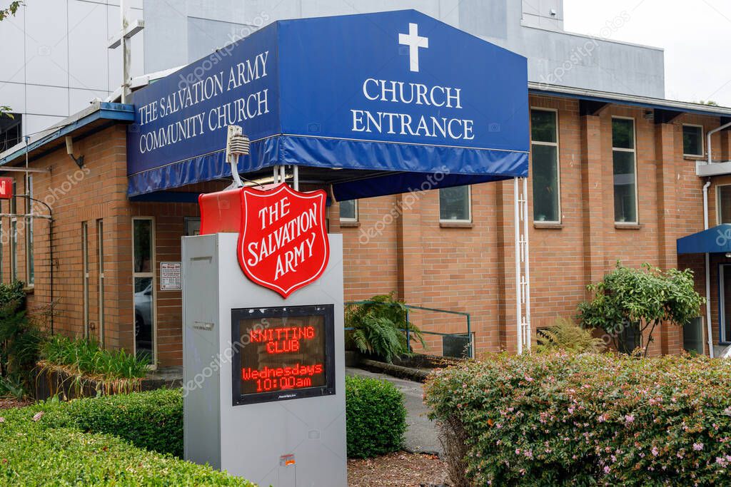 North Vancouver, Canada - Sep 25,2025: Welcoming Salvation Army Community Church entrance in North Vancouver