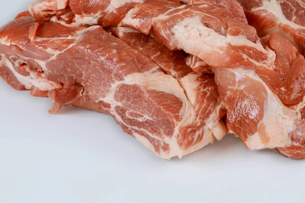 Pieces Raw Pork Tenderloin Isolated White Background — Stock Photo, Image