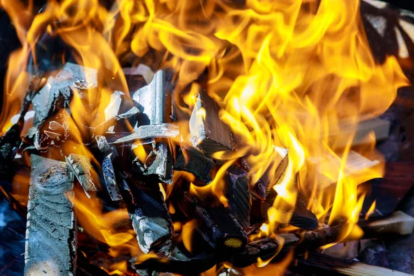 Пламя Жжет Дрова Дрова Камине Лесной Пожар — стоковое фото