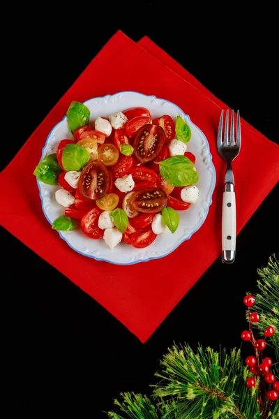 Colorful Salad Christmas Dinner Decoration Top View — Stock Photo, Image