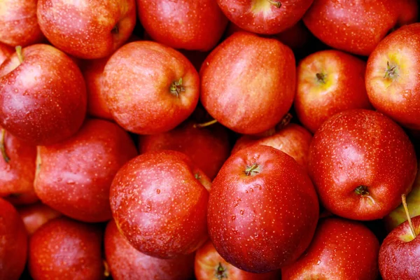 Maçãs Vermelhas Brilhantes Conceito Alimentação Saudável Vista Superior — Fotografia de Stock