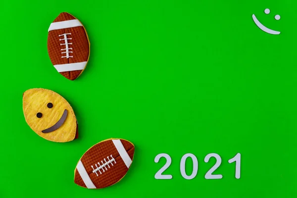 Jogo Futebol Temporada Fundo Para 2021 Conceito Desporto Americano — Fotografia de Stock