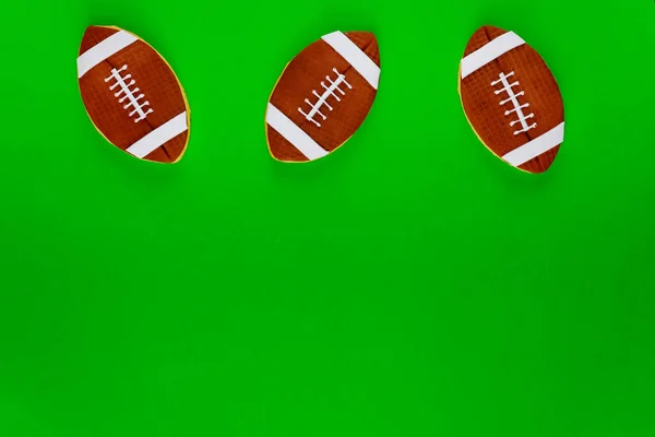 Rugby Balls Cookie Green Background American Football Background —  Fotos de Stock