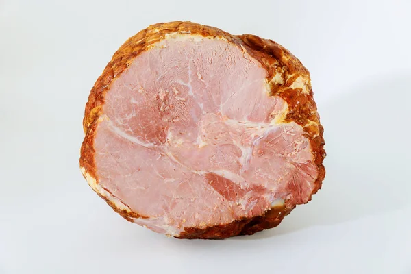 Ganze Halb Ohne Knochen Schweinefleisch Schinken Isoliert Auf Weißem Hintergrund — Stockfoto