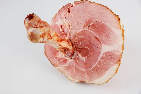 Pork Ham Big Bone White Isolated Background Close — Stock Fotó