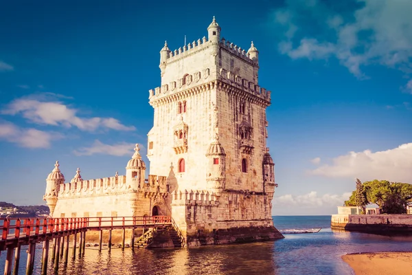 Belem Tower on the Tagus River a famous landmark in Lisbon Po — стоковое фото