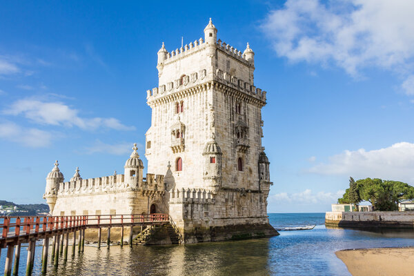Belem Tower on the Tagus River a famous landmark in in Lisbon Po