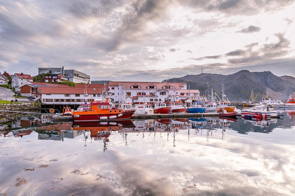 Port of Honningsvag in Finnmark Norway