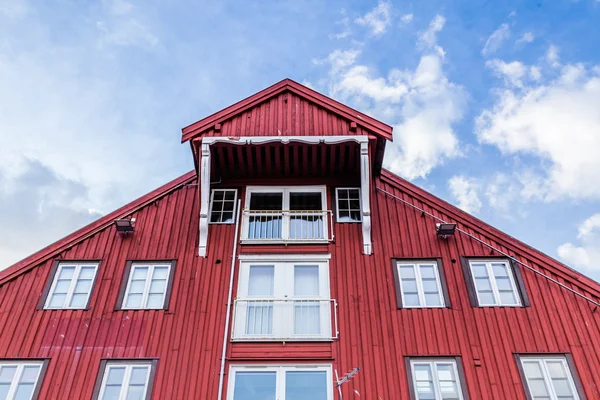 Warehouse along the harbor in the center of Tromso Norway — Stock Photo, Image