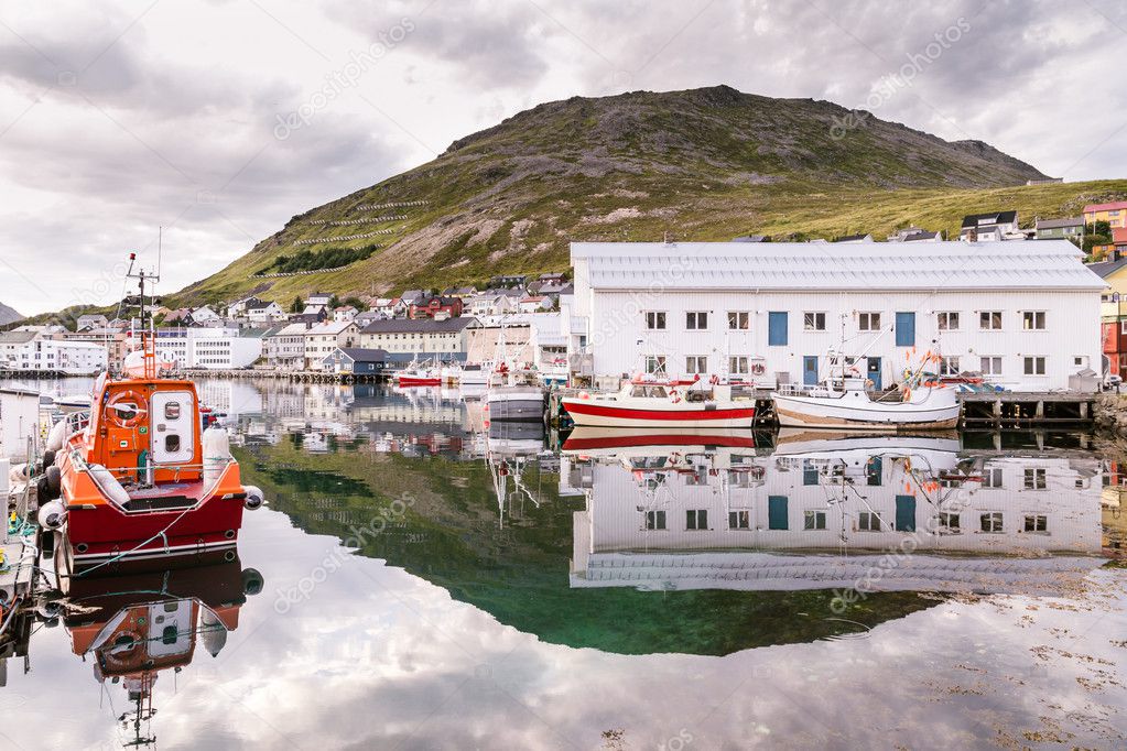 Port of Honningsvag in Finnmark Norway