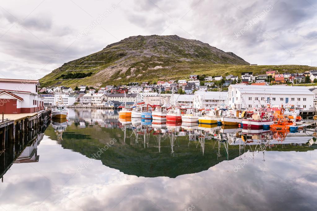 Port of Honningsvag in Finnmark Norway