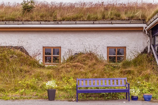 Norska byggnad täckt med gräs — Stockfoto