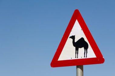 Bir üçgen yol işaret bir deve ile