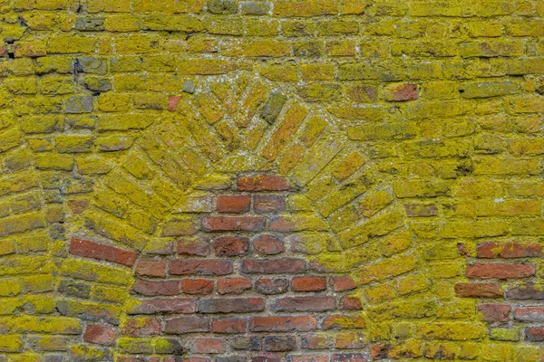 Mur de briques avec ancienne forme de fenêtre — Photo