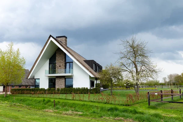 Moderne huizen met rieten dak in Nederland — Stockfoto