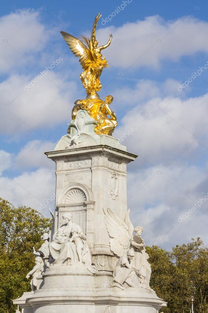 Golden Queen Victoria Memorial in front of Buckingham Palace in London