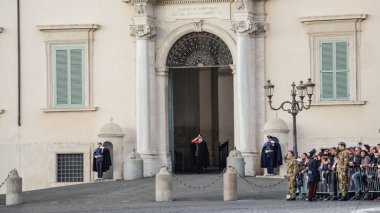 ROME, ITALY - FEBRUARY 22, 2015: Change of guards at the Quirinale Palace in Rome clipart