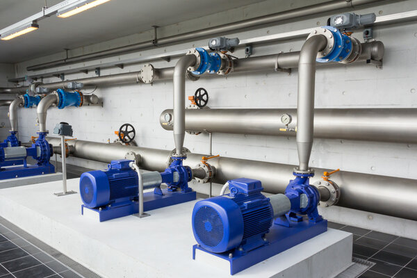 AARHUS, Denmark - April 13, 2015: Modern water pumps