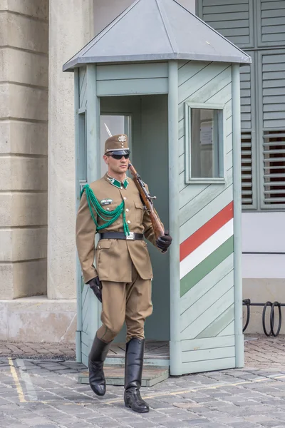 BUDAPEST, HUNGARY, - JULY 21, 2015:  Guards at Sandor palace in Budapest Hungary — Stock Photo, Image