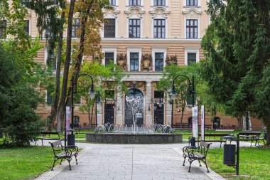 Oradea, Romanya - 27 Eylül 2025: Romanya 'nın Oradea kentindeki Cris ülke müzesine park ve giriş