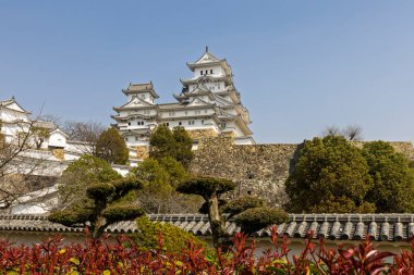 Manzara Himeji kalesi ve park, UNESCO dünya mirası alanı Himeji, Hyogo bölgesi Japonya