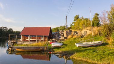 Evi ve İsveç ' te ada Harstena gemilerde esas