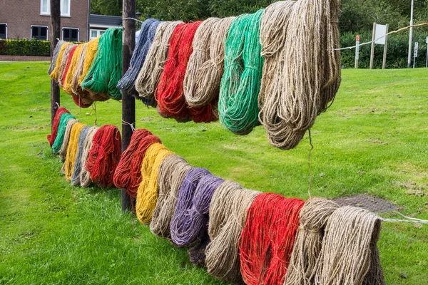 Colored carpet yarn drying at the Tapestry Museum in Genemuiden