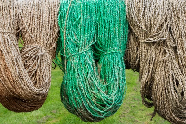 Colored carpet yarn drying at the Tapestry Museum in Genemuiden 