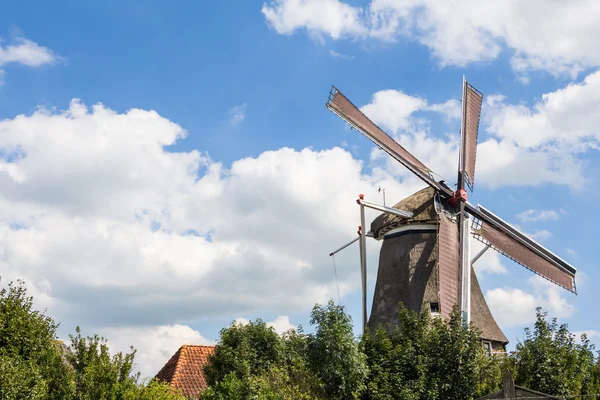 Old Dutch Corn mill in Hasselt Holland — Stok fotoğraf