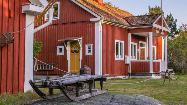 Old Folk school on the island Harstena in Sweden, principally kn