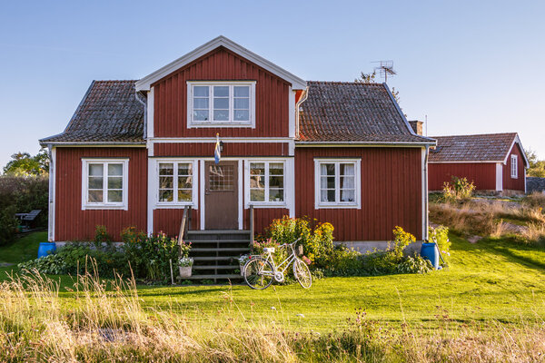 HARSTENA, SWEDEN,  SEPTEMBER 30, 2015:Old Folk school on the island Harstena in Sweden