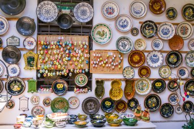 SZENTENDRE, HUNGARY, JULY 22, 2015: Small rural village with red cottages in south SwedenPort of Szentendre in Hungary