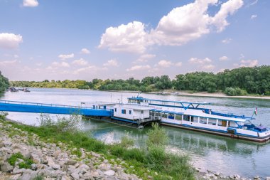SZENTENDRE, HUNGARY, JULY 22, 2015: Small rural village with red cottages in south SwedenPort of Szentendre in Hungary