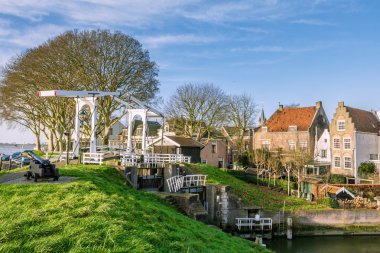 Schoonhoven Cityscape Lek Hollanda Nehri yakınında