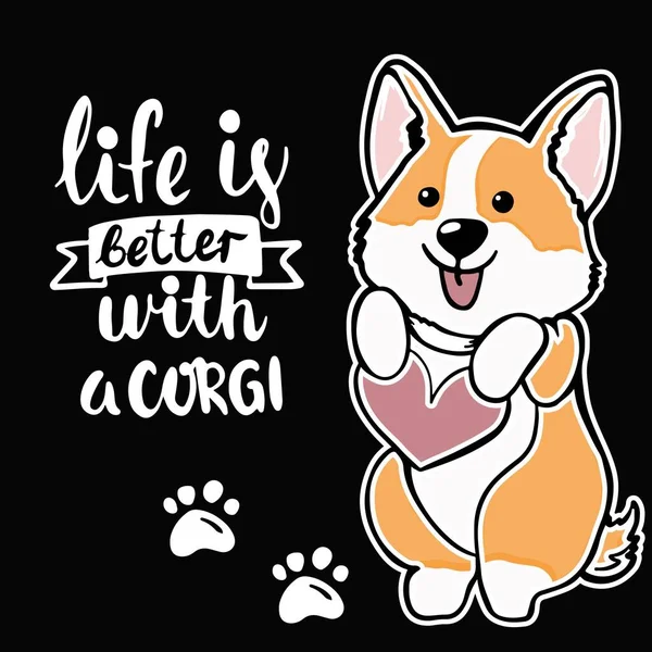 Corgi Hund Niedlich Walisischen Corgi Vektor Cartoon Illustration Isoliert Auf — Stockvektor