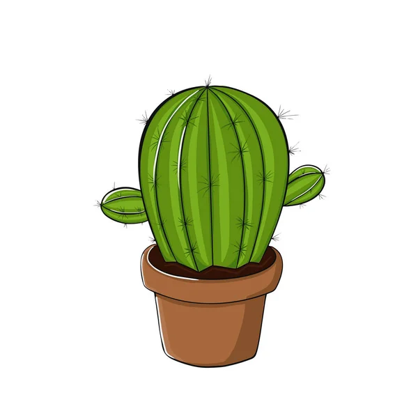 Eine Grüne Zimmerpflanze Isoliert Vom Hintergrund Ein Grüner Kaktus Cartoon — Stockvektor