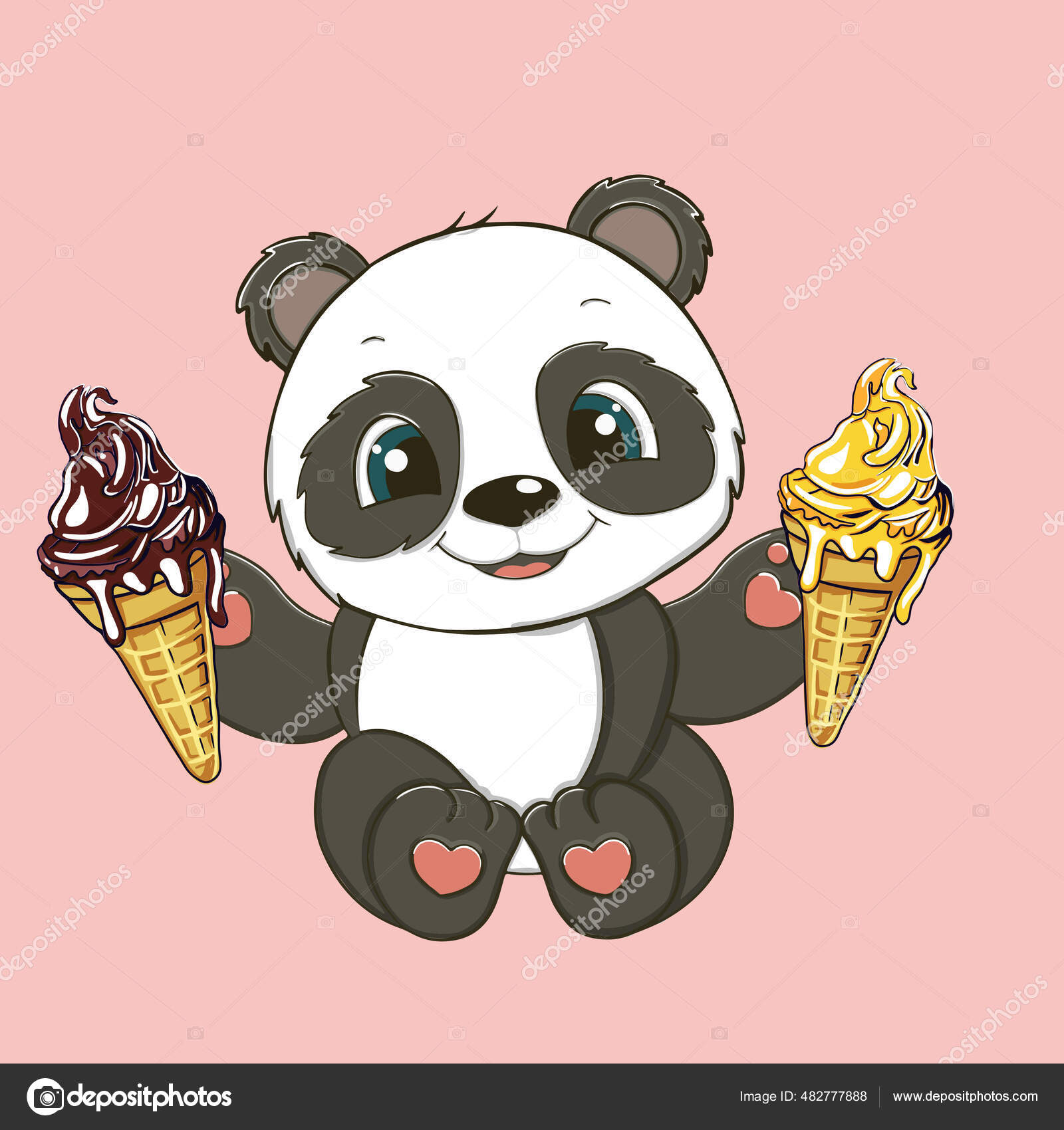 COMO DESENHAR UM SORVETE DE PANDA KAWAII 