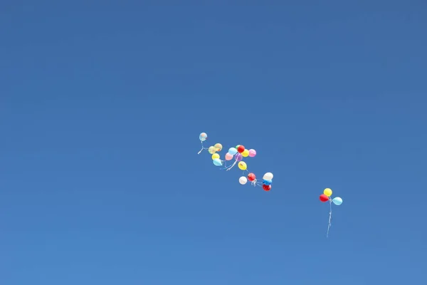 Colored Balloons Released September Blue Sky — Stock Photo, Image