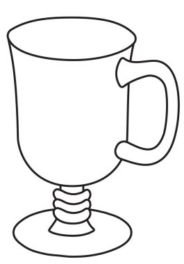 Elle çizilmiş şık karalama tarzı, sıcak, sıcak kış baharatlı İrlanda kahvesi, sıcak şarap kokteyli, cam illüstrasyon. Kart, davetiye, poster, bar menüsü veya alkol aşçısı tarifi için