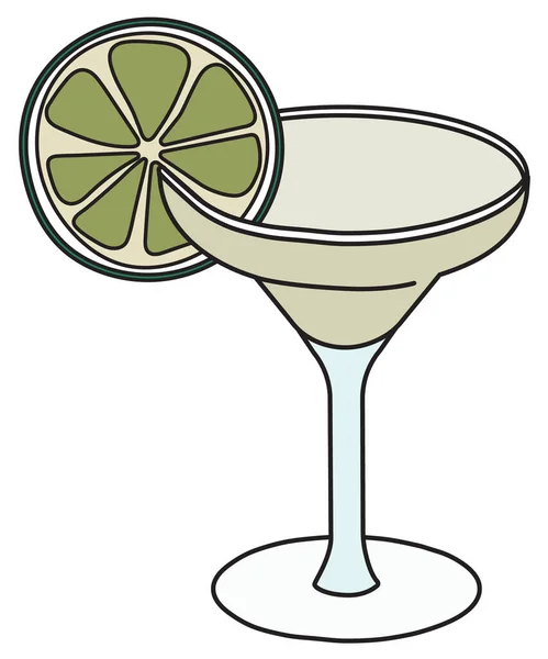 Elegante dibujado a mano doodle estilo caricatura margarita cóctel cristal vector ilustración. Para tarjetas de fiesta, invitaciones, carteles, menú de bar o receta de libro de cocina de alcohol — Archivo Imágenes Vectoriales