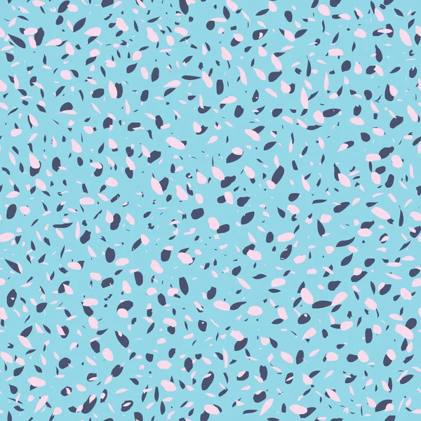 Pastel pembe ve mavi terrazzo katmanlı benek. Vektör tekrar deseni. Ev dekorasyonu, ambalaj, moda, hatıra defteri, duvar kağıdı, hediye, çocuklar, giysi için harika..