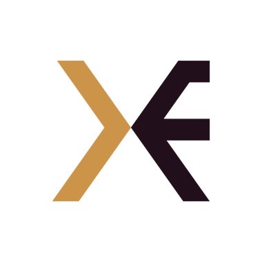 İlk harf fx logosu veya xf logo vektör tasarım şablonu