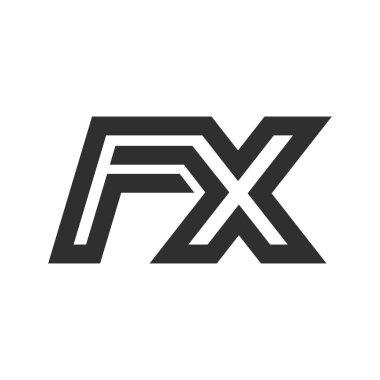 İlk harf fx logosu veya xf logo vektör tasarım şablonu