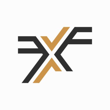 İlk harf fx logosu veya xf logo vektör tasarım şablonu