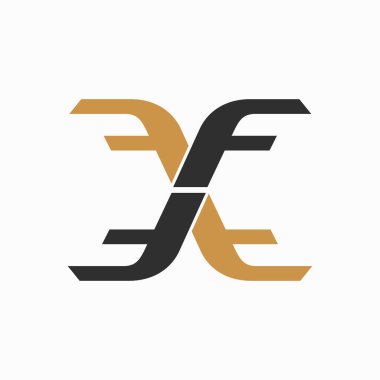 İlk harf fx logosu veya xf logo vektör tasarım şablonu